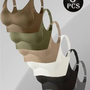 Seamless Padded Bralette - 6-Pack (Black, White, Cream, Tan, Olive, Brown)